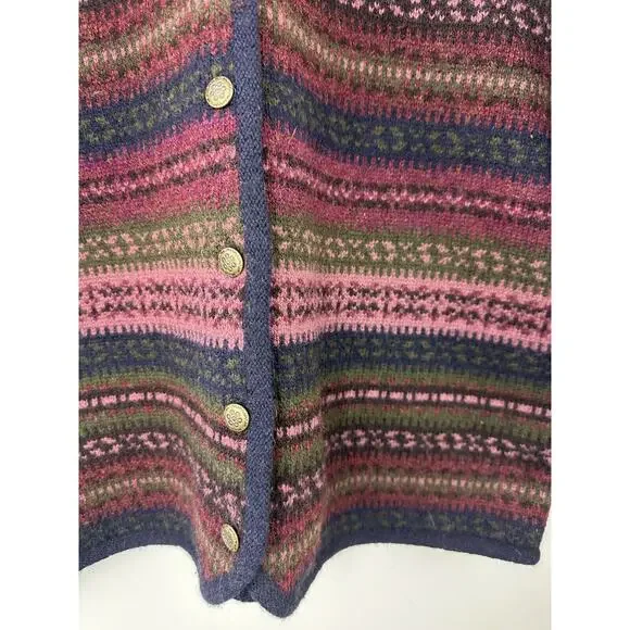 SKYR Vintage 100% Wool Cardigan Sweater Aztec Nordic Fair Isle Long Button Up XL - Picture 3 of 12